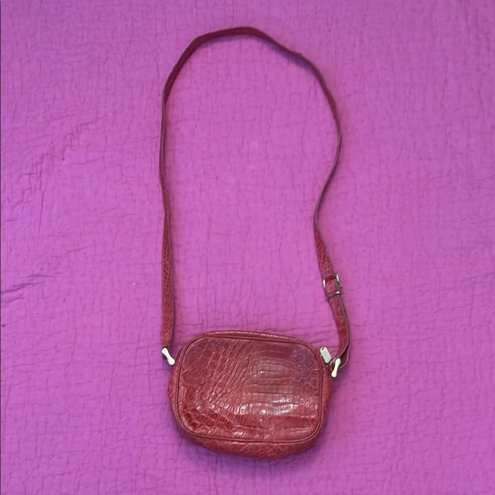 Paola del lungo red crocodile skin bag